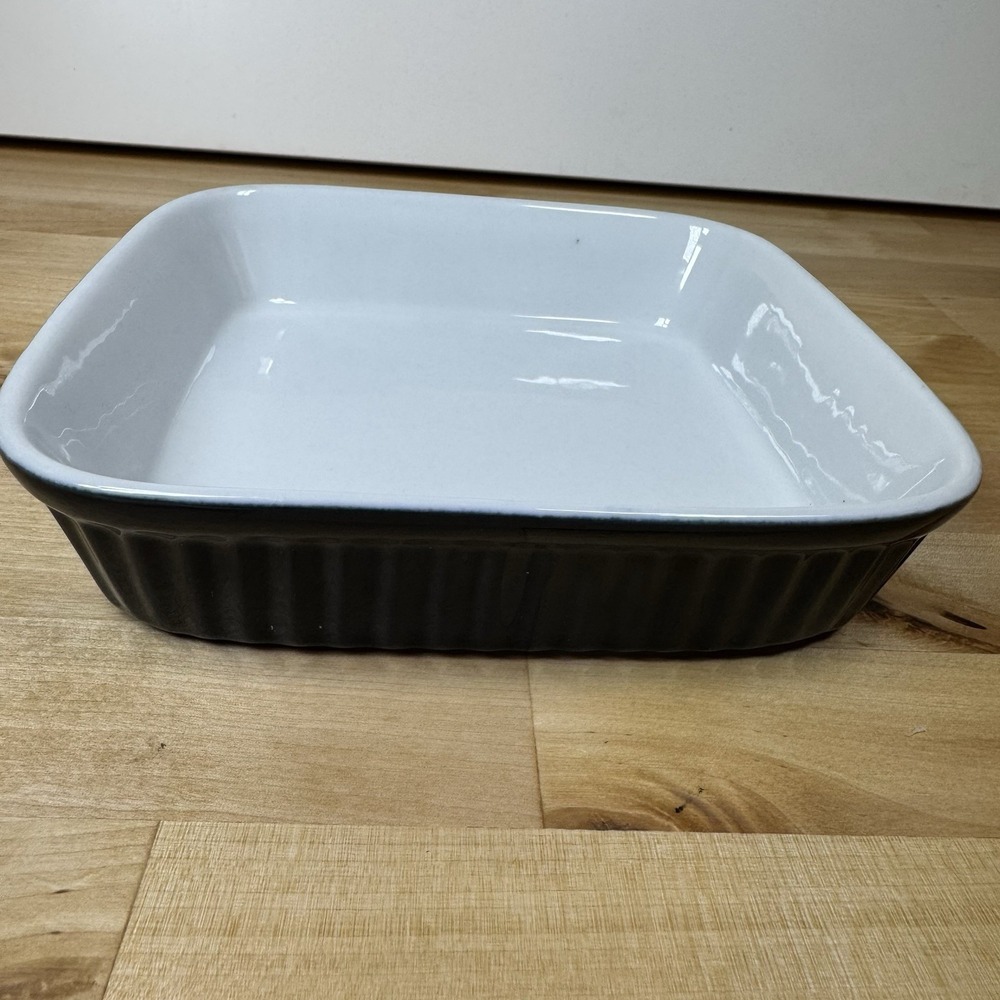 Dansk Navy Blue Square Stoneware Baking Dish Ribbed Portugal 7.5 x 7.5 A